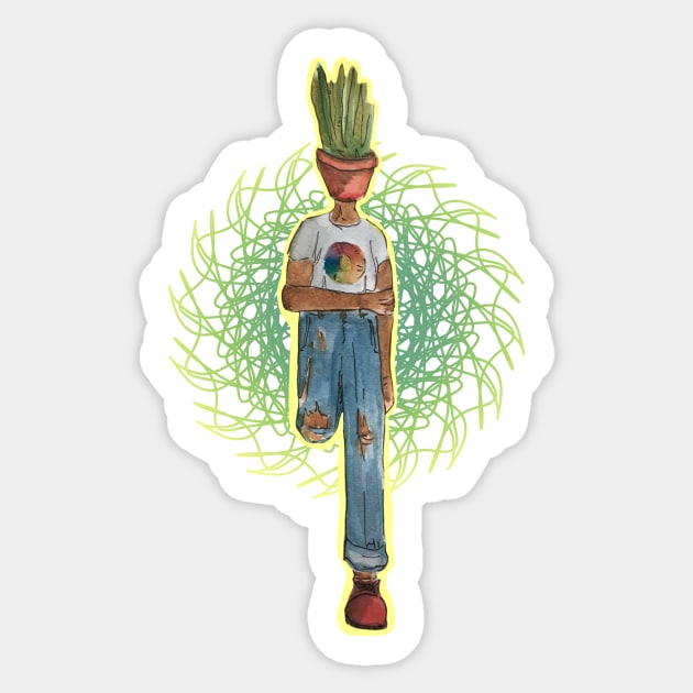 Plant Person: Whimsical Aloe Vera Design Sticker by TheDoodlemancer